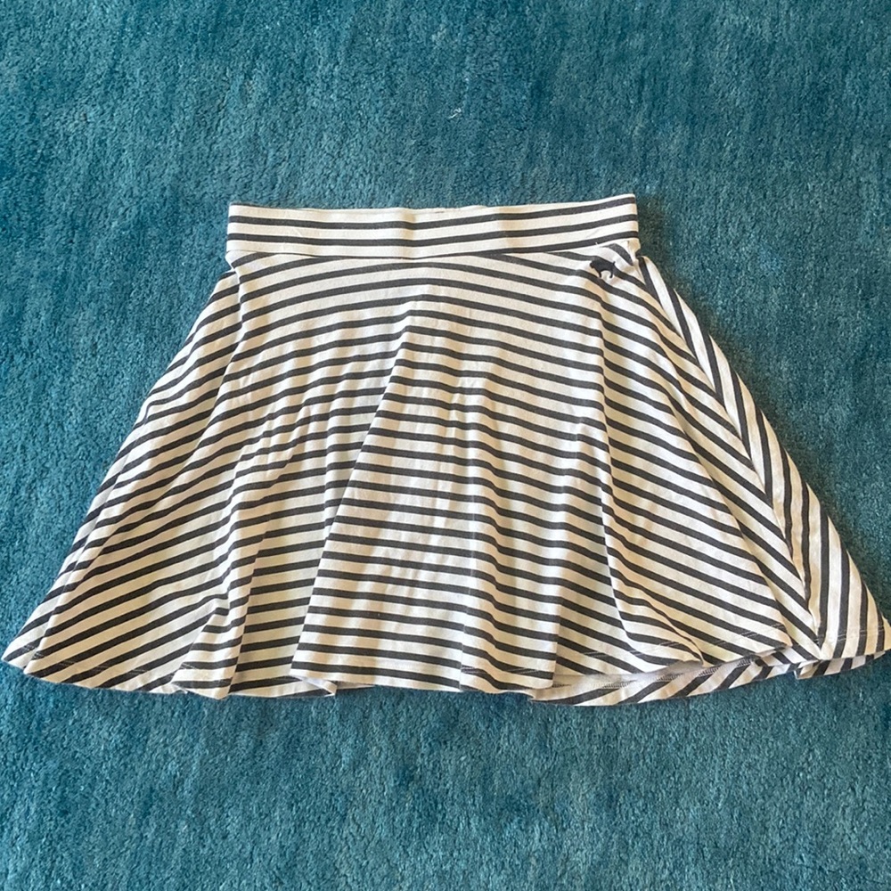 PINK black and white striped skater skirt